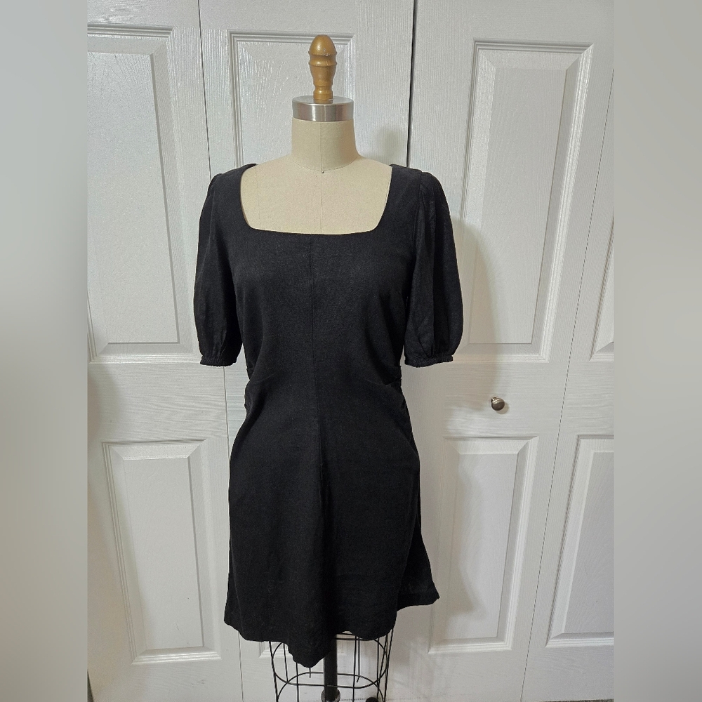 Black Dress, Size 6, Linen/Rayon Blend, New